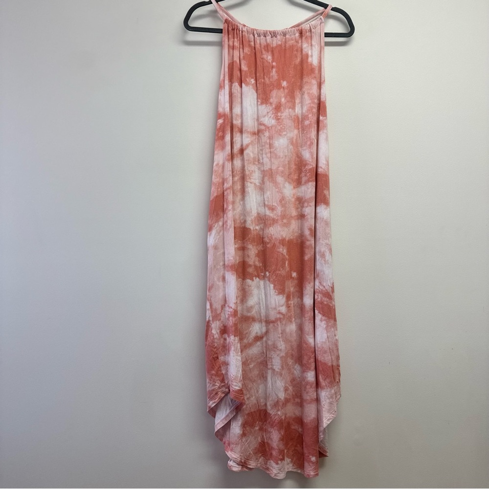 Maurices Coral and White Tie-Dye Maxi Dress Size M